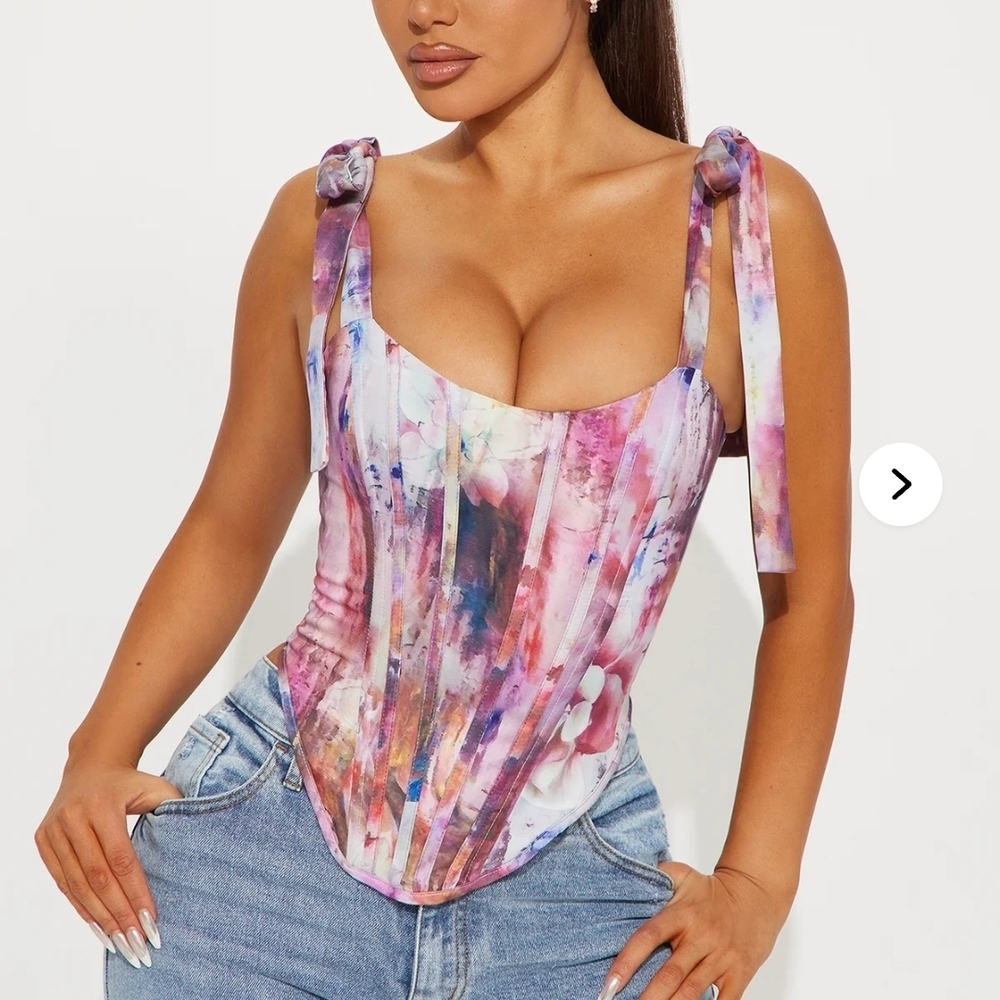Fashion Nova Pink and Purple Sleeveless Bustier Bodysuit